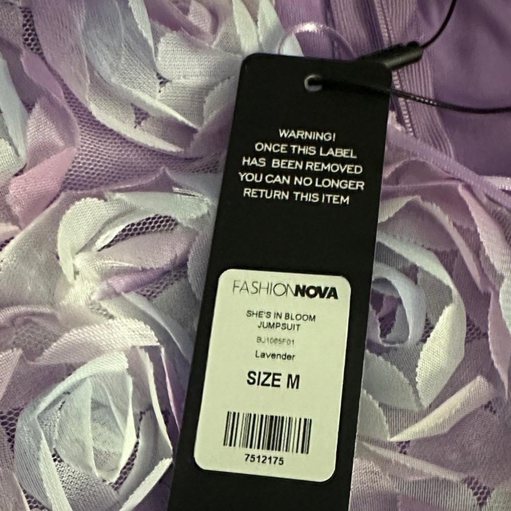 Lavender Strapless Jumpsuit with Floral Bodice - Picture 5 of 5